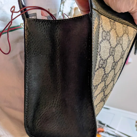 Gucci Vintage Ophidia Sherry Line GG Monogram Supreme  Navy Blue Red Web Clutch - Picture 3 of 14